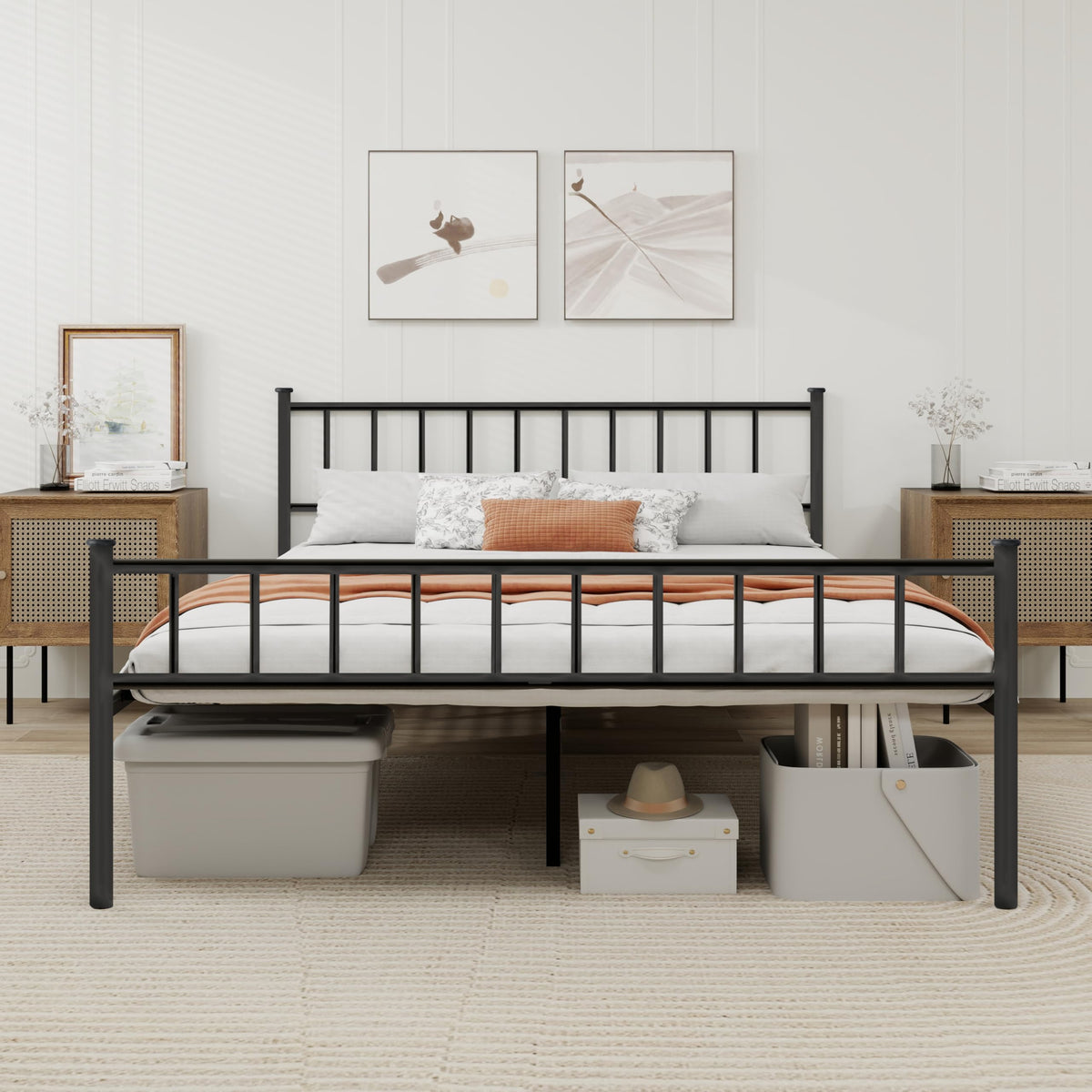 Black Full Size Metal Platform Bed Frame M9086
