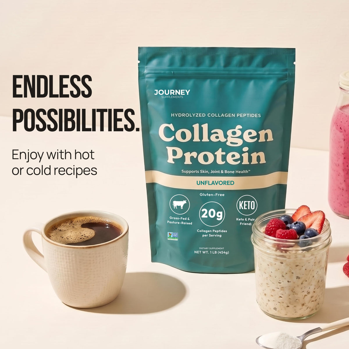 Unflavored Grass-Fed Collagen Peptides Powder J7664