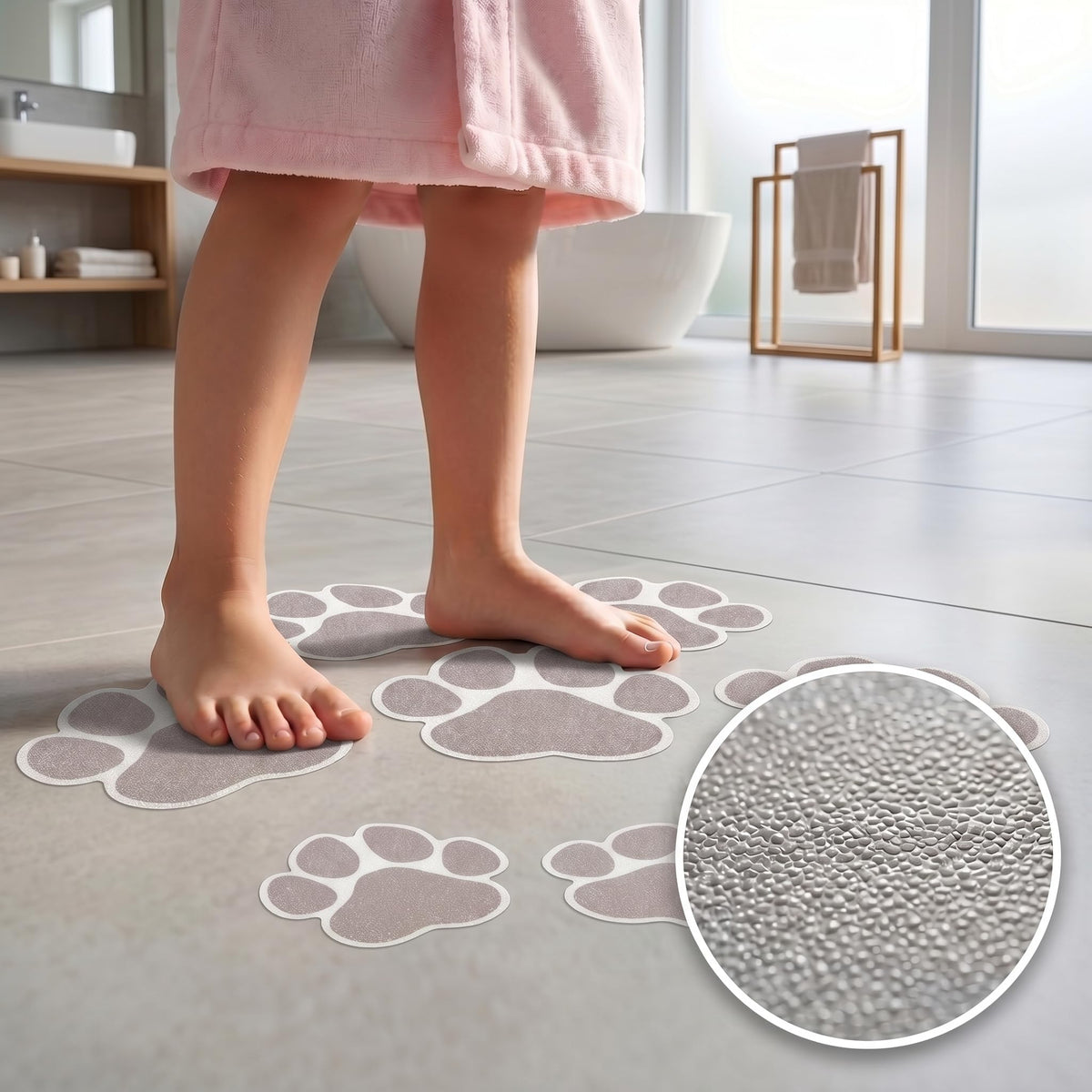 Grey Checkered Dog Paw Non Slip Stickers C8678