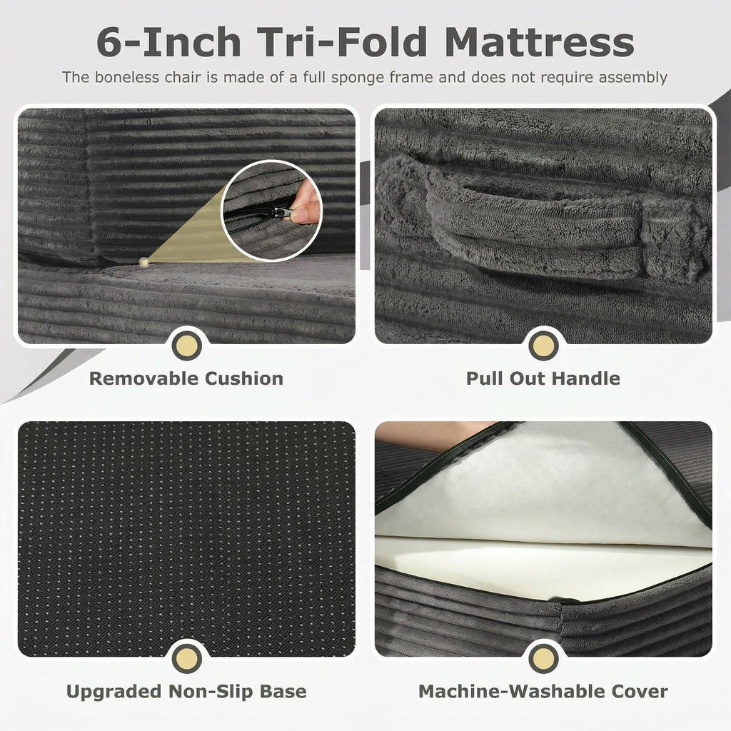 6 inch Tri-Folding Full Size Grey Mattress U41057