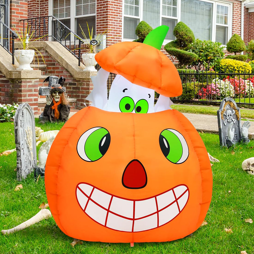 5 FT Animated Pumpkin Ghost Inflatable Outdoor Decoration T123651