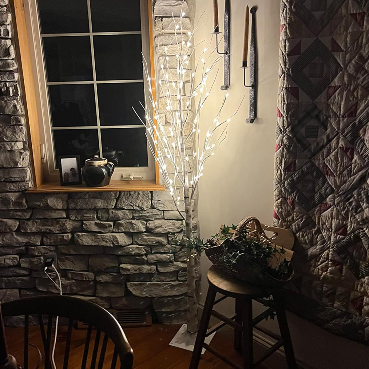 48 LED Lighted Birch Tree 4 Feet X16993