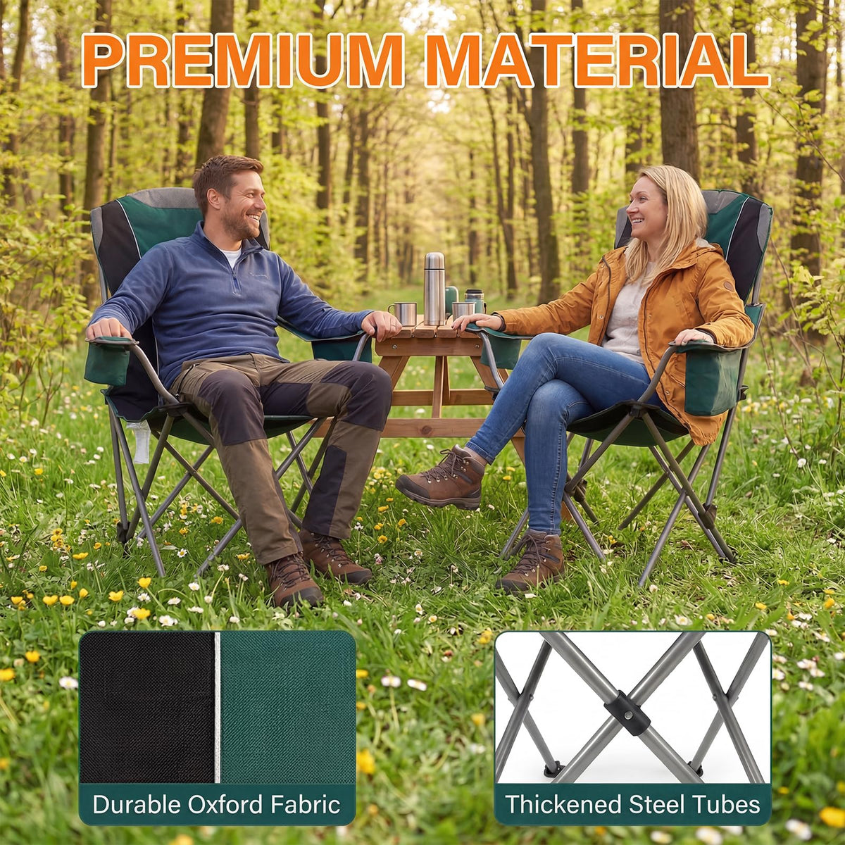 Oversized Folding Camping Chair with Cup Holder, 2 Pack P609
