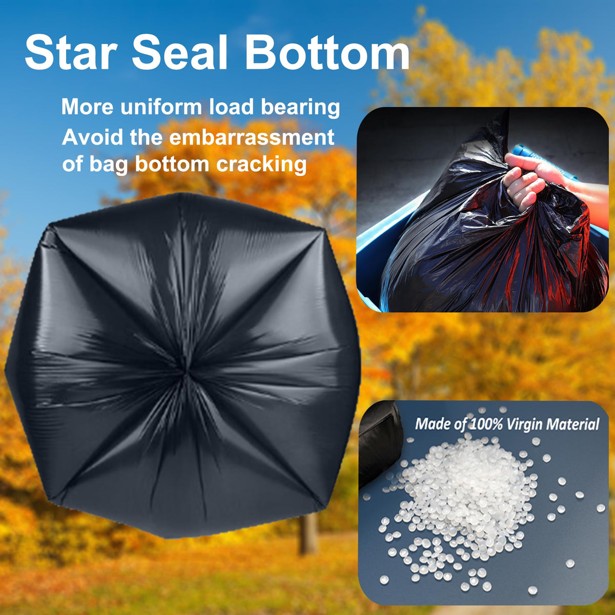 40-45 Gallon Heavy Duty Black Trash Bags 60 Count 1.2 Mil B79687