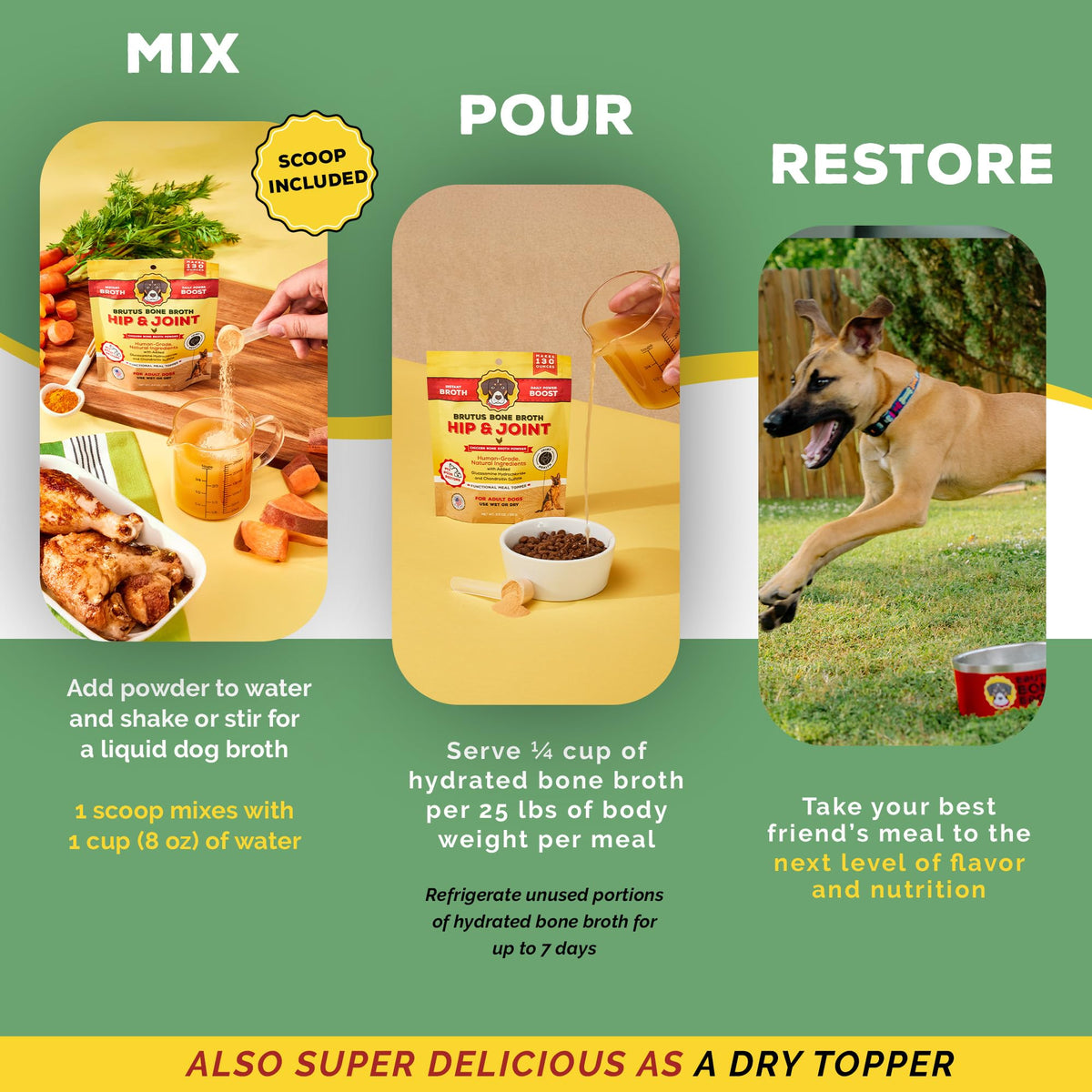 Chicken Flavor Bone Broth Powder for Dogs 3.5 oz G12396