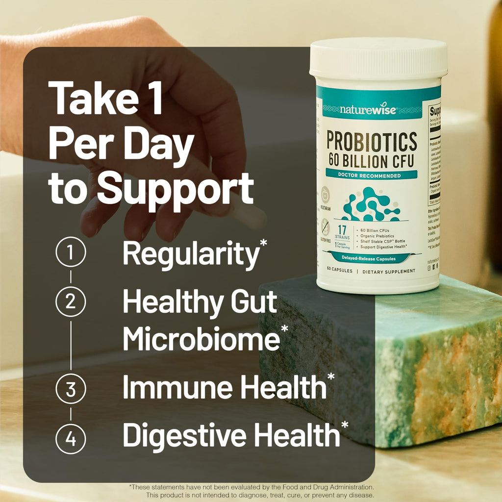 60 Billion CFU 17 Strains Probiotics with Prebiotics 30 Capsules A446