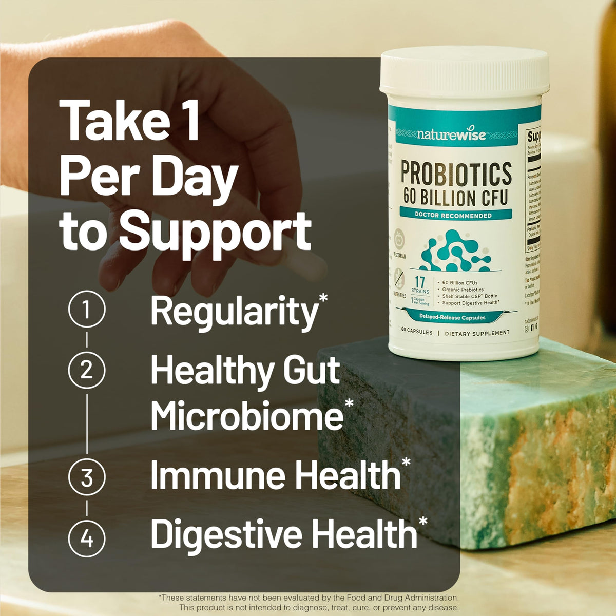 60 Billion CFU 17 Strains Probiotics with Prebiotics 30 Capsules A446