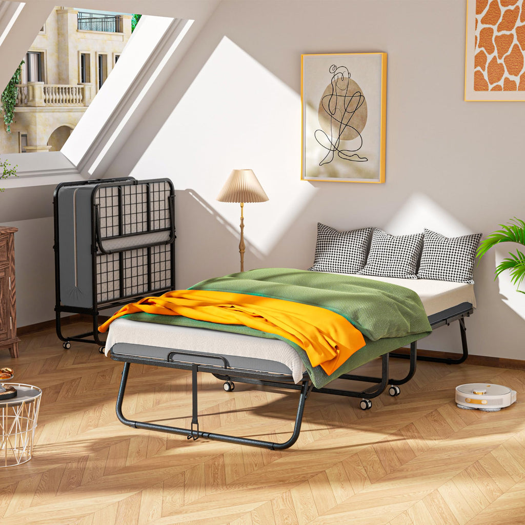 Folding Bed with Mattress 75" x 31" 5" Memory Foam X7331