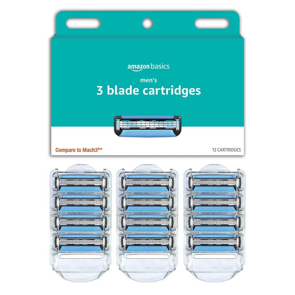 3-Blade Razor Refills with Dual Lubrication, 12 Cartridges P8786