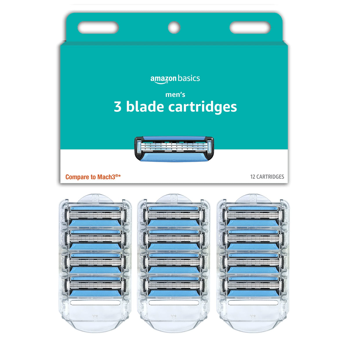 3-Blade Razor Refills with Dual Lubrication, 12 Cartridges P8786
