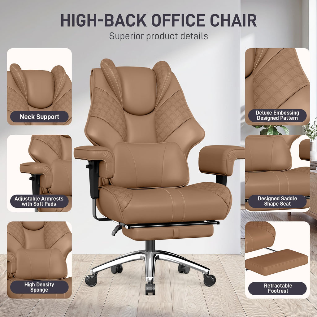 Big and Tall Executive Office Chair with Footrest and Lumbar Support B41186