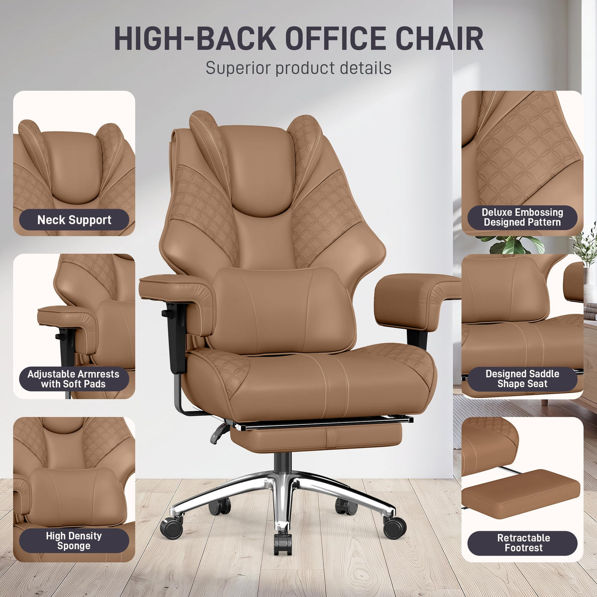 Big and Tall Executive Office Chair with Footrest and Lumbar Support B41186