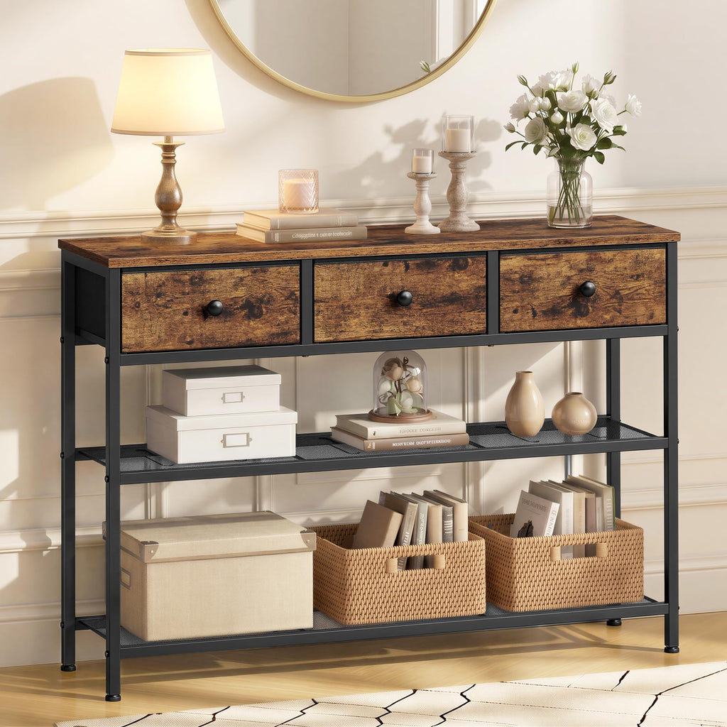 Console Table with 3 Fabric Drawers N57224
