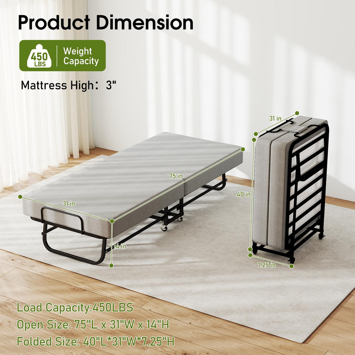 Folding Bed on Wheels N9191