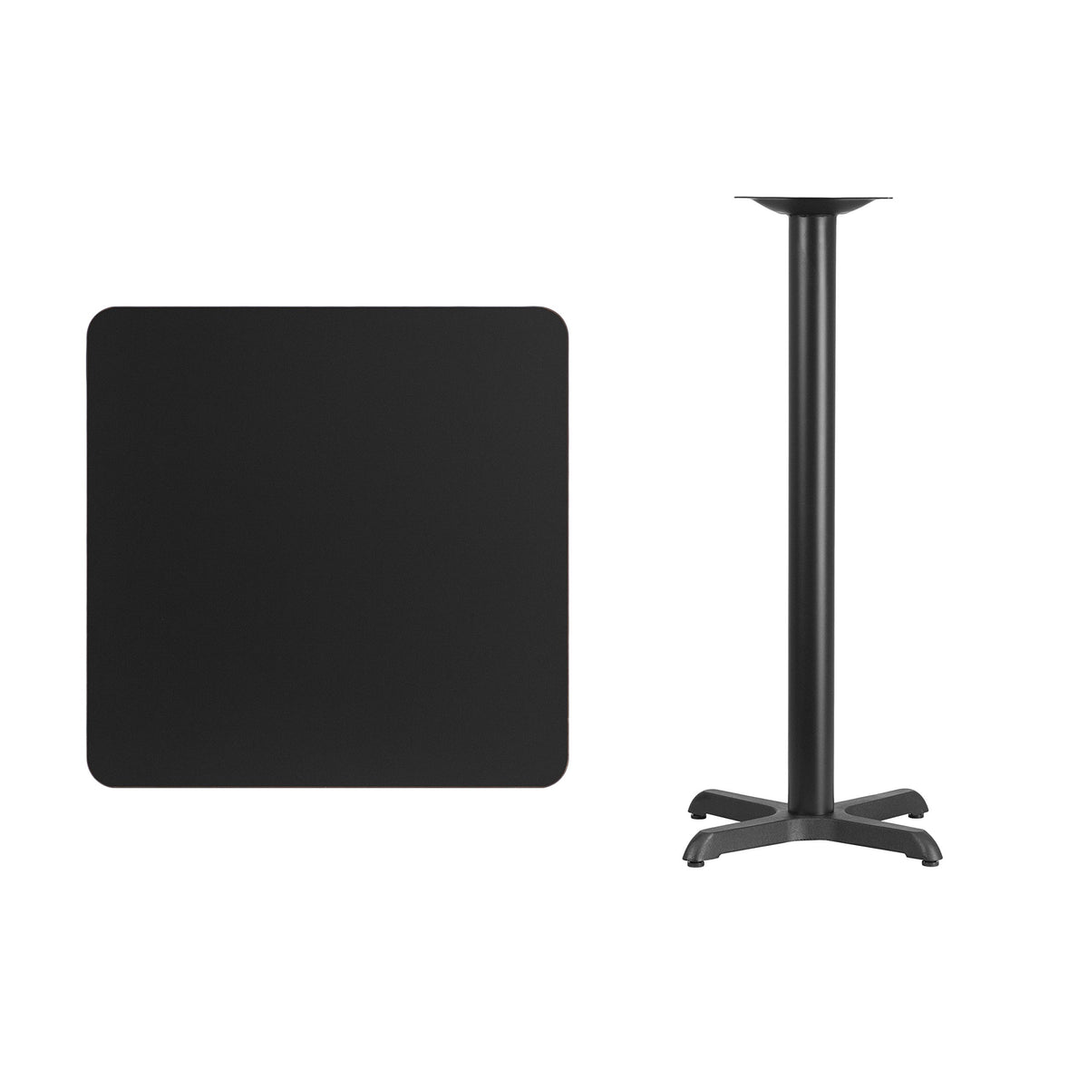 Black Laminate Table Top with Bar Height Table Base C582