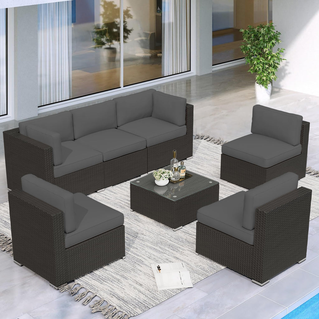 Grey 7-Piece Outdoor Patio Furniture Set R4698