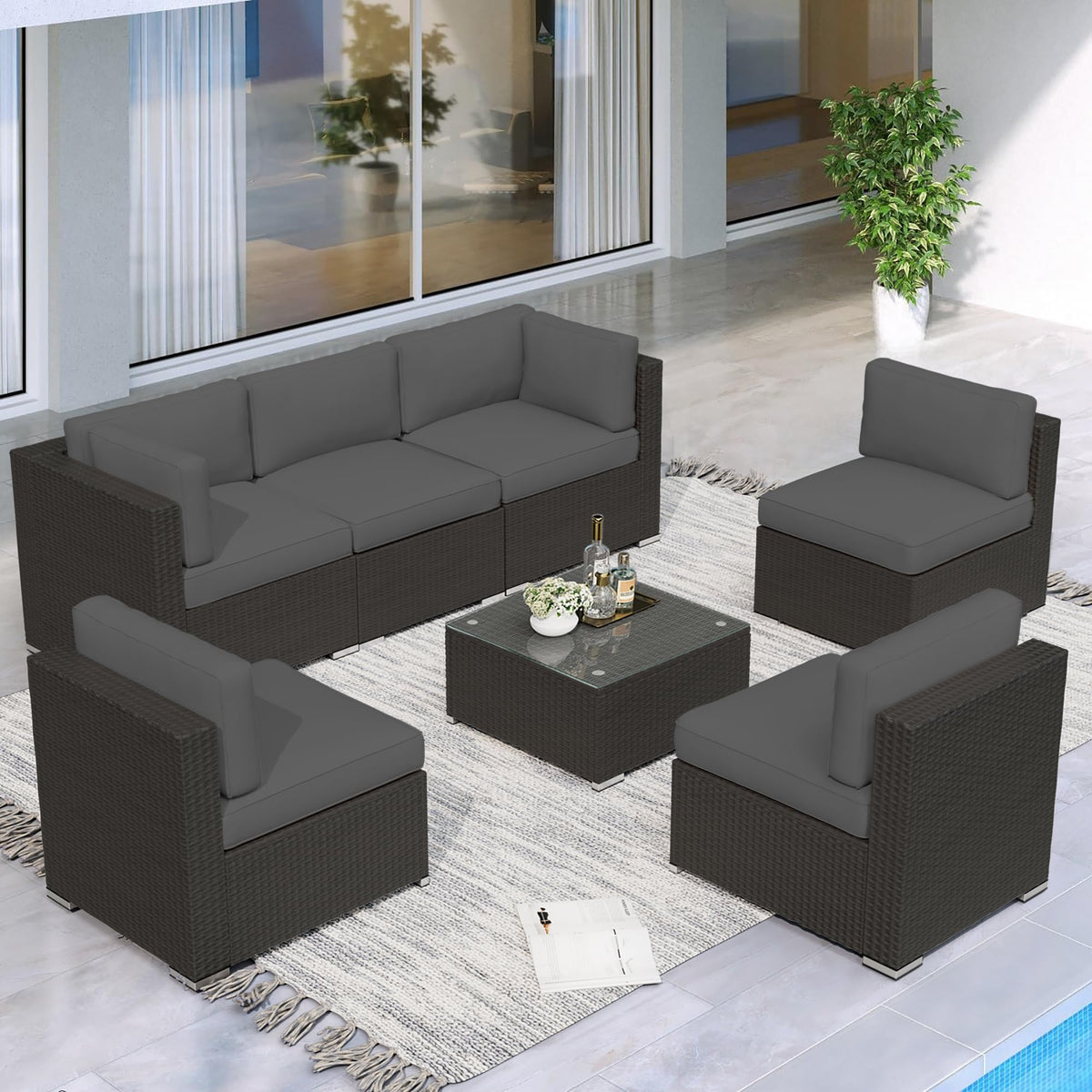 Grey 7-Piece Outdoor Patio Furniture Set R4698