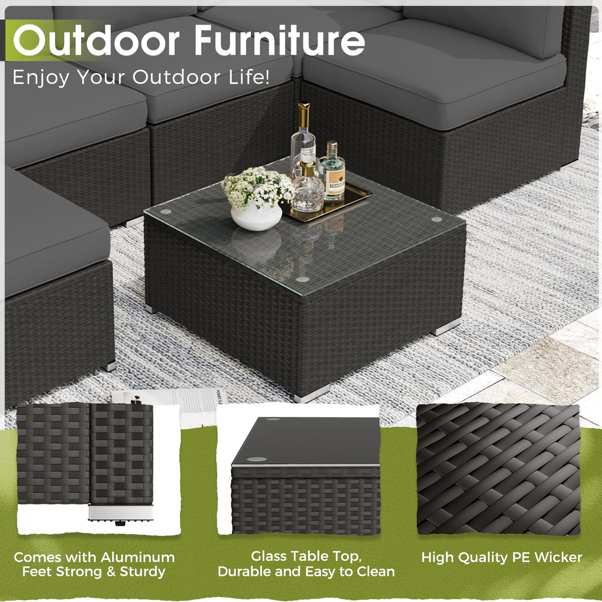 Grey 7-Piece Outdoor Patio Furniture Set R4698