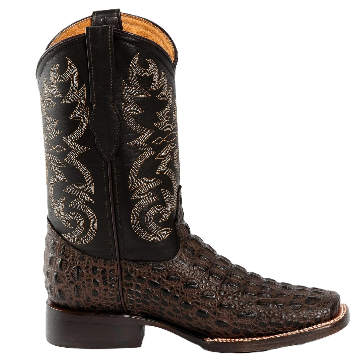Brown Caiman Crocodile Print Leather Cowboy Boots L4689