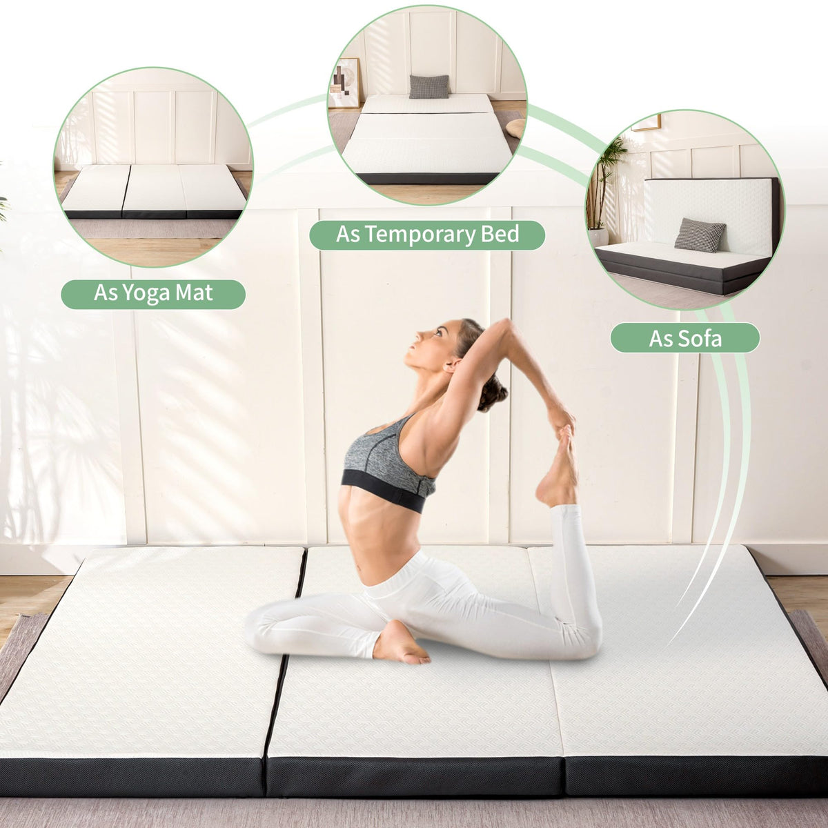 4 Inch Tri Fold Memory Foam Mattress with Washable Cover L96978