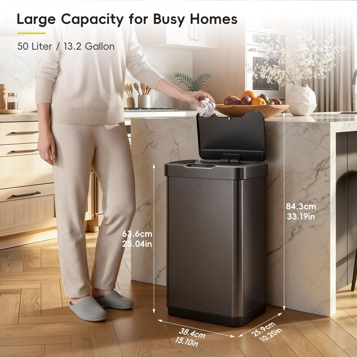 13.2 Gal Stainless Steel Motion Sensor Trash Can Q674