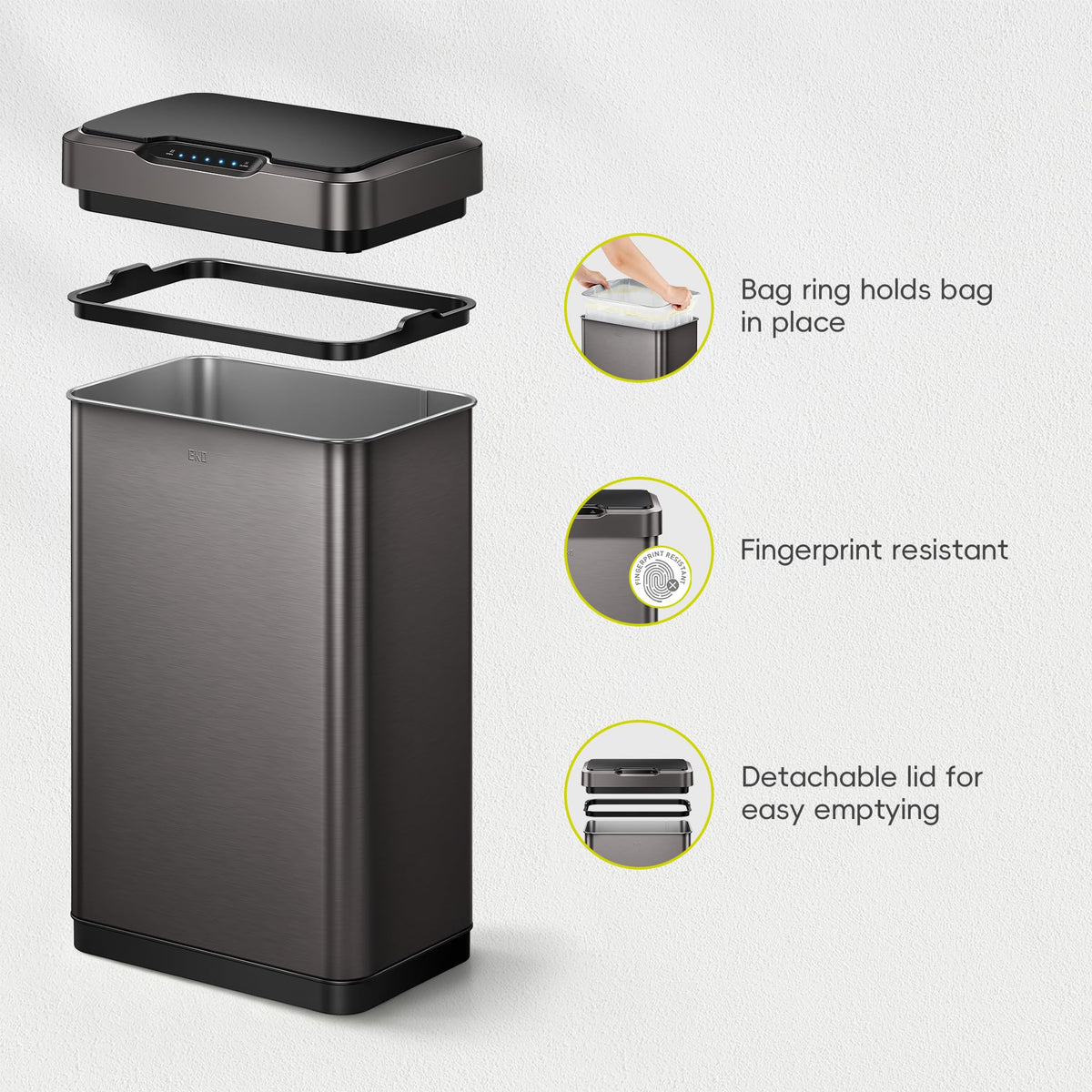 13.2 Gal Stainless Steel Motion Sensor Trash Can Q674