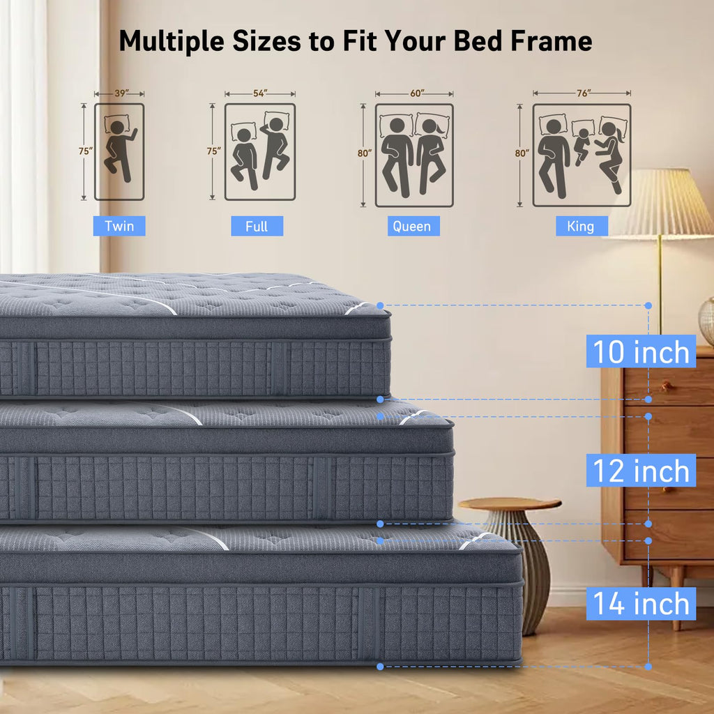 Full Size 12 Inch Gel Memory Foam Pocket Spring Mattress Z1355