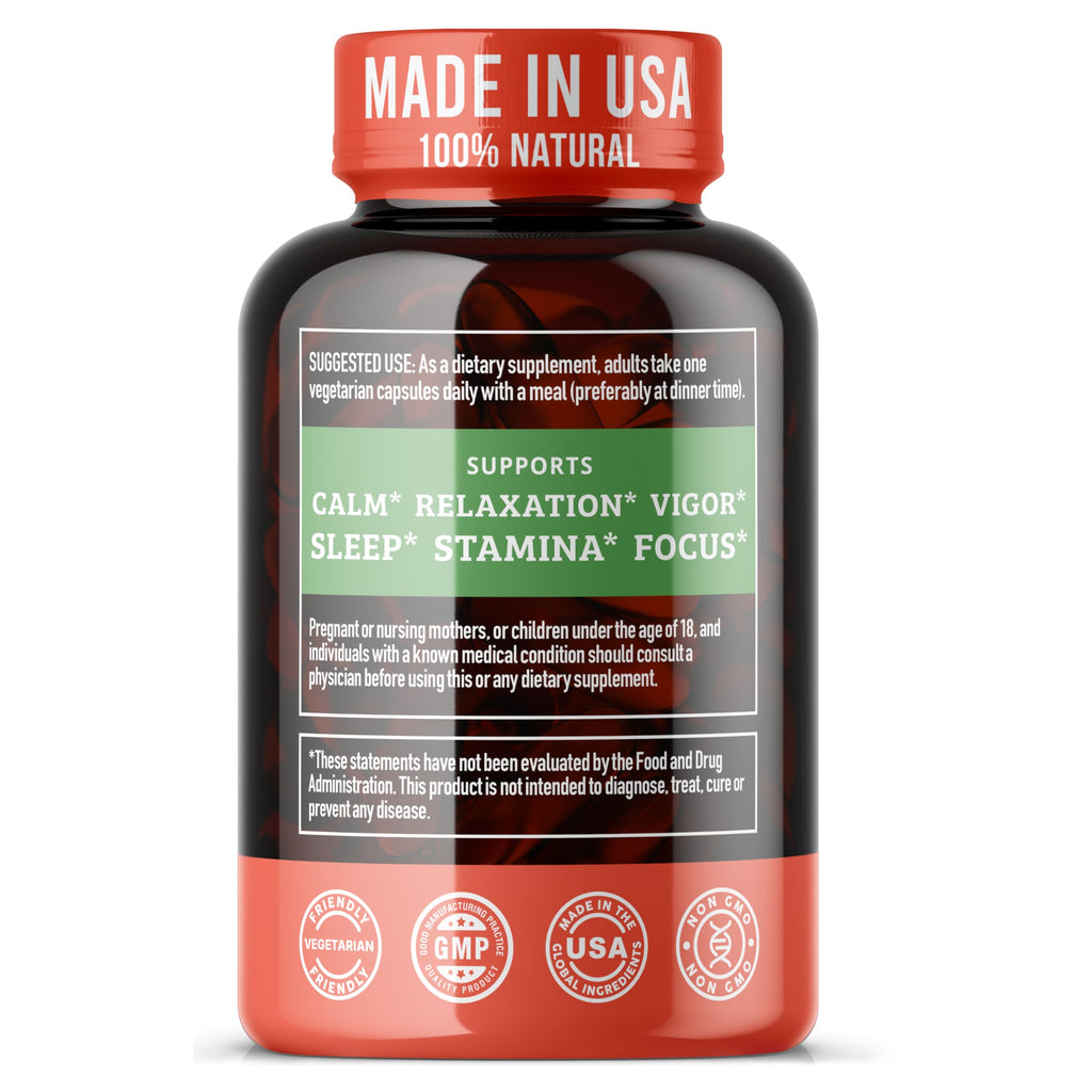 Organic Ashwagandha 600mg Root Extract Capsules Y527