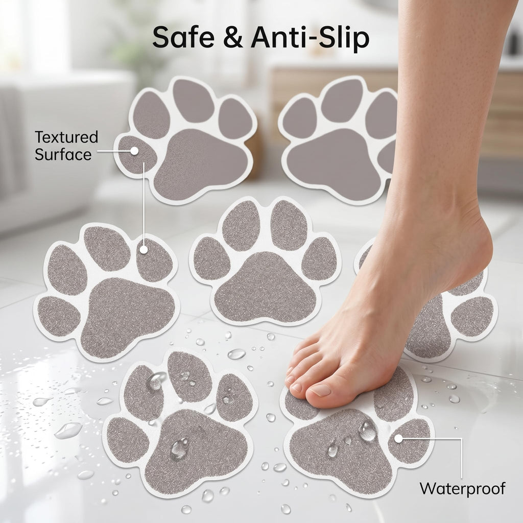 Grey Checkered Dog Paw Non Slip Stickers C8678