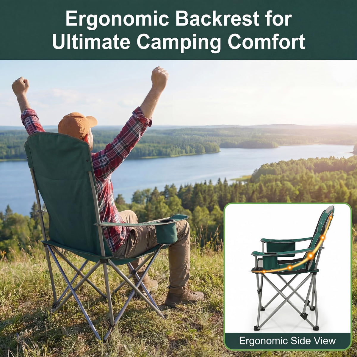 Oversized Folding Camping Chair with Cup Holder, 2 Pack P609