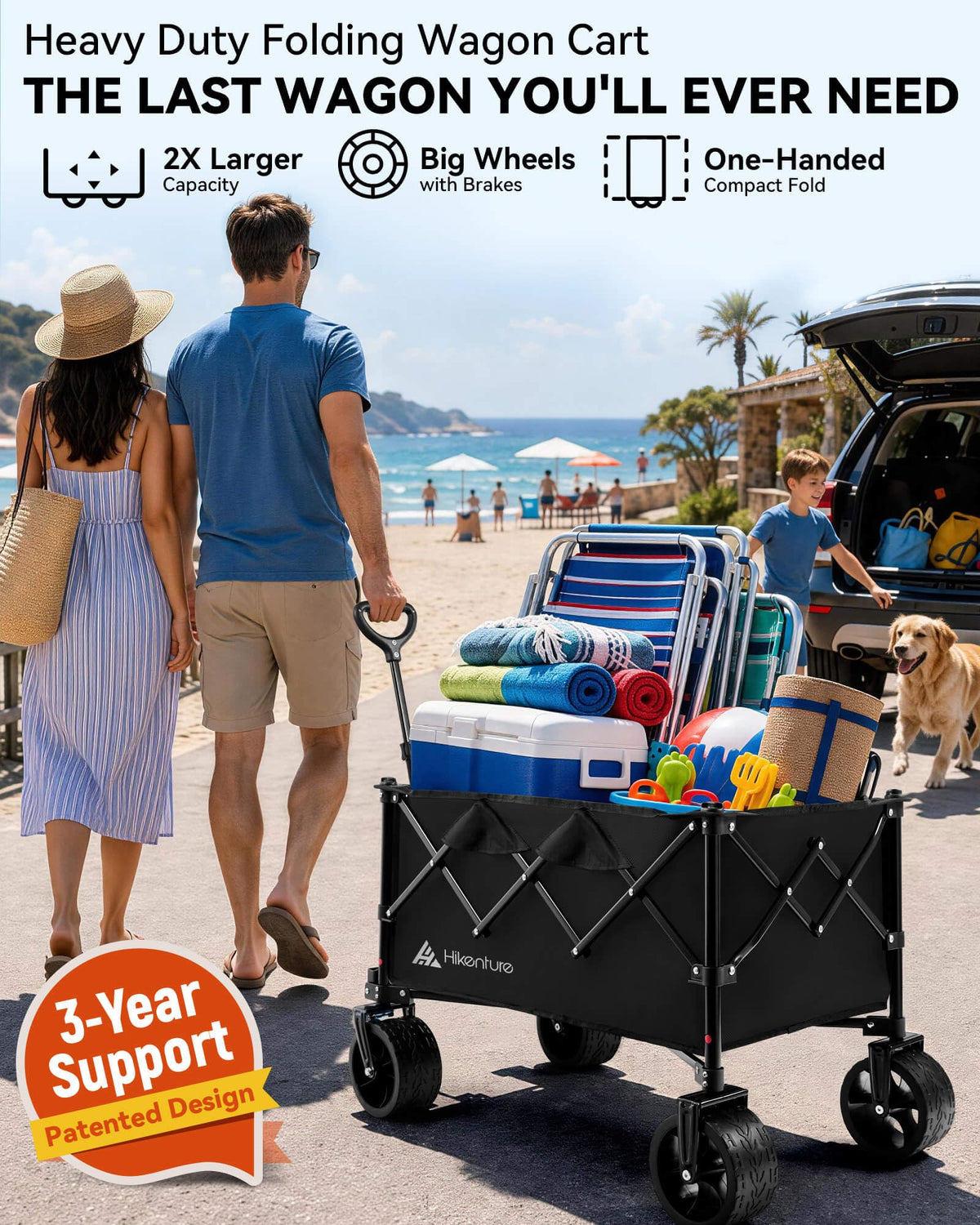 Foldable Beach Wagon with Big Wheels I961969