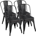 Black Cushioned Metal Dining Chairs Set of 4 W9889