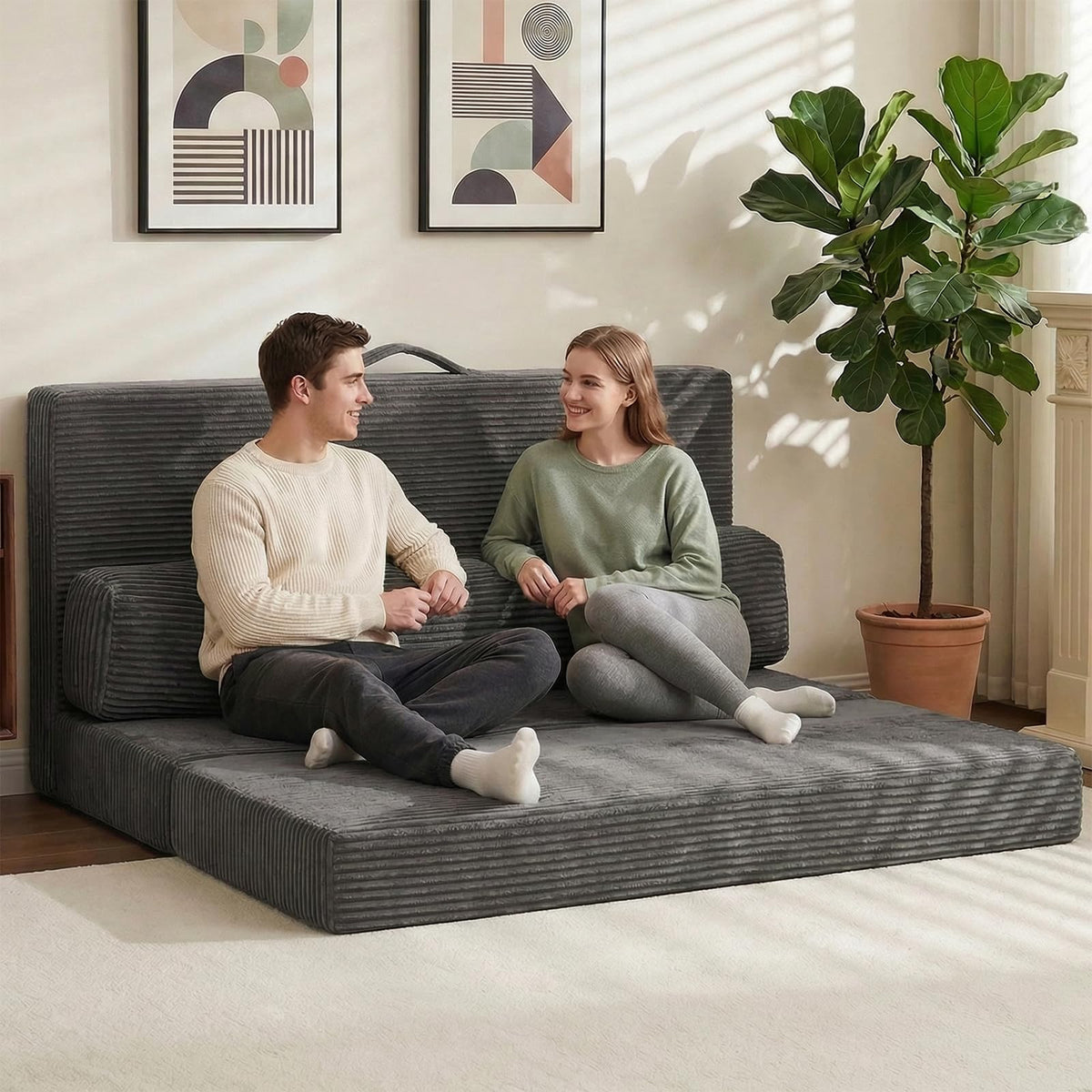 6 inch Tri-Folding Full Size Grey Mattress U41057