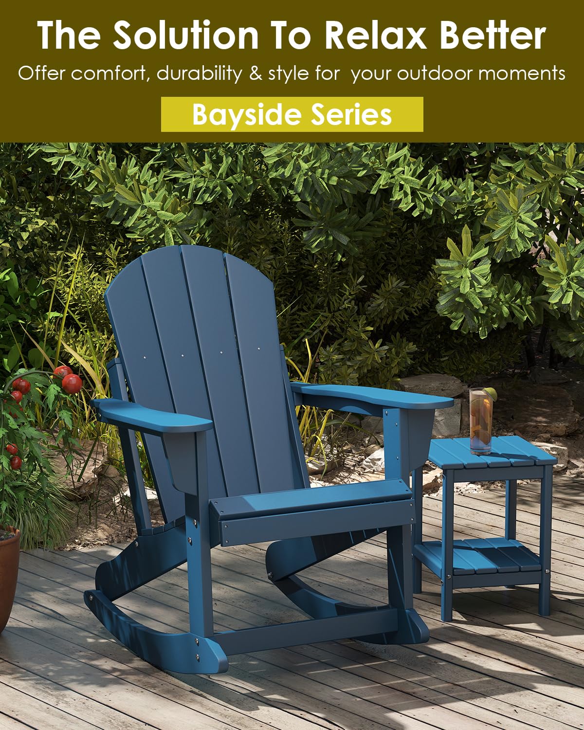Blue Adirondack Rocking Chairs Set of 4 C4944