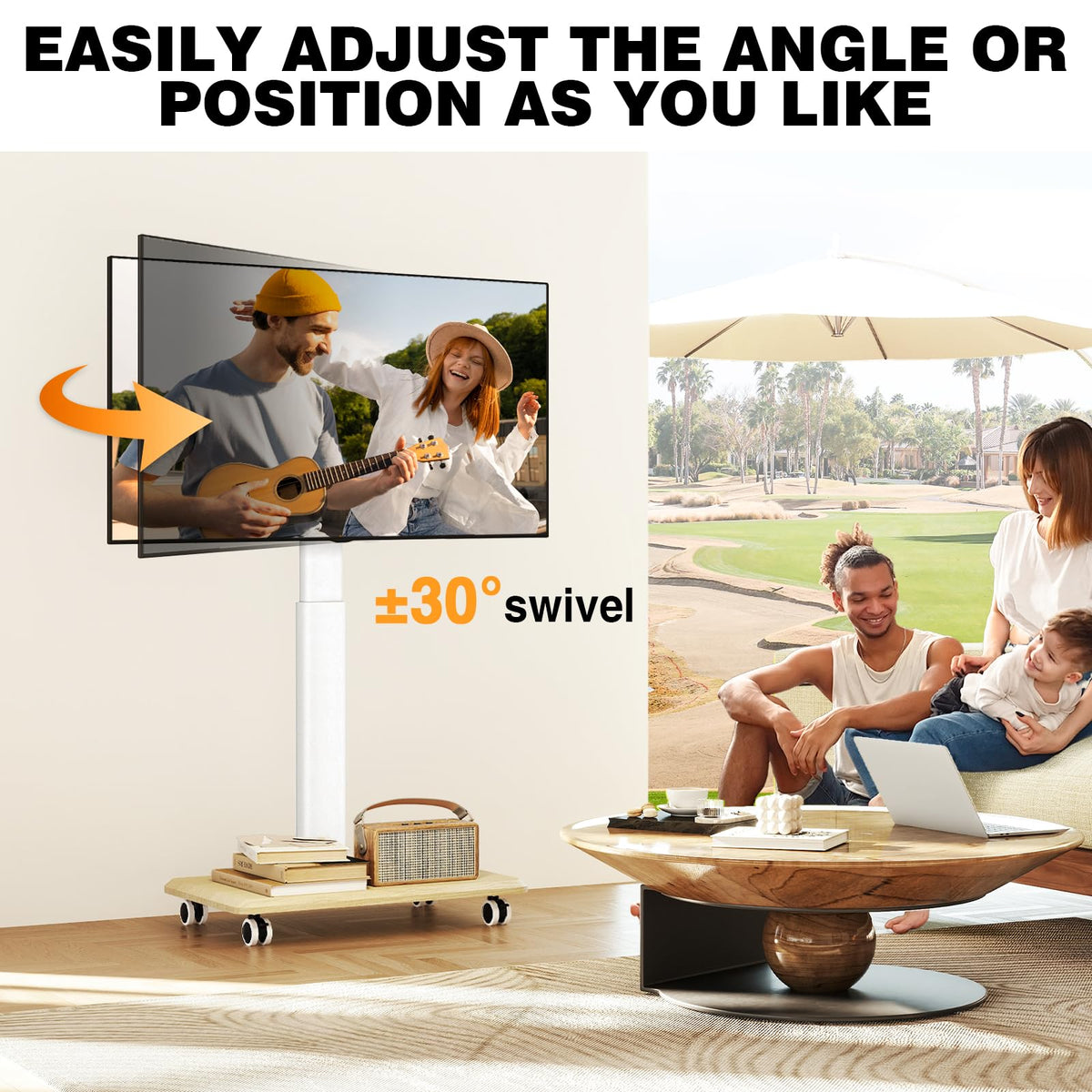 Rolling TV Stand for 32-70 Inch TVs Y60327