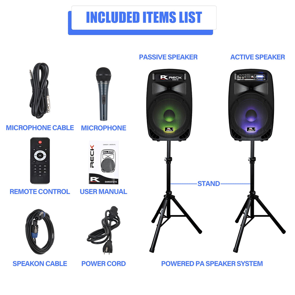 Portable 15-Inch 2000 Watt 2-Way Powered PA Speaker System P902