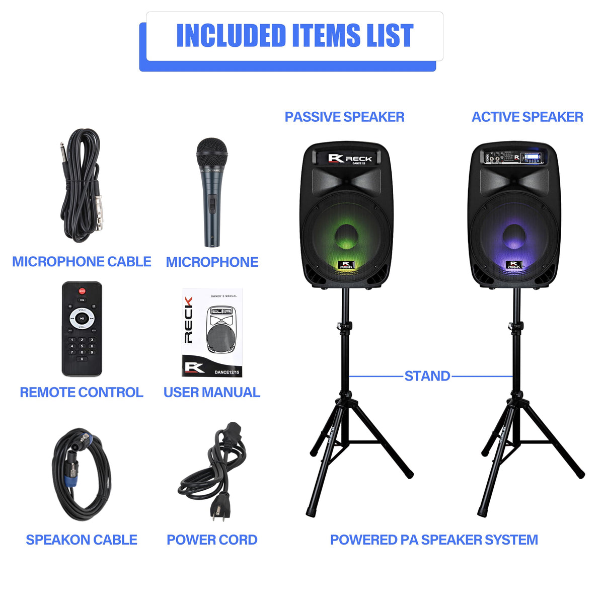 Portable 15-Inch 2000 Watt 2-Way Powered PA Speaker System P902