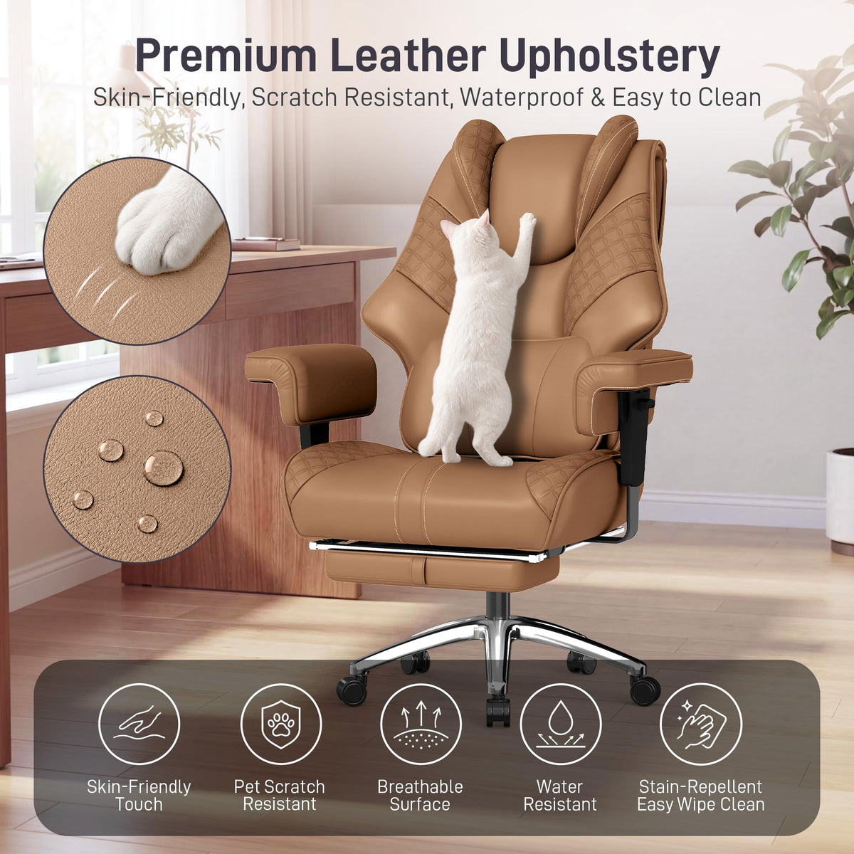 Big and Tall Executive Office Chair with Footrest and Lumbar Support B41186