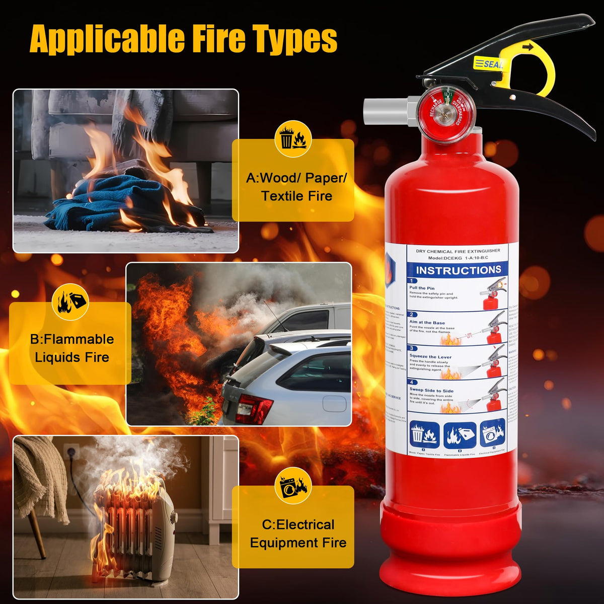 6 Pack ABC Dry Chemical Fire Extinguishers M4813