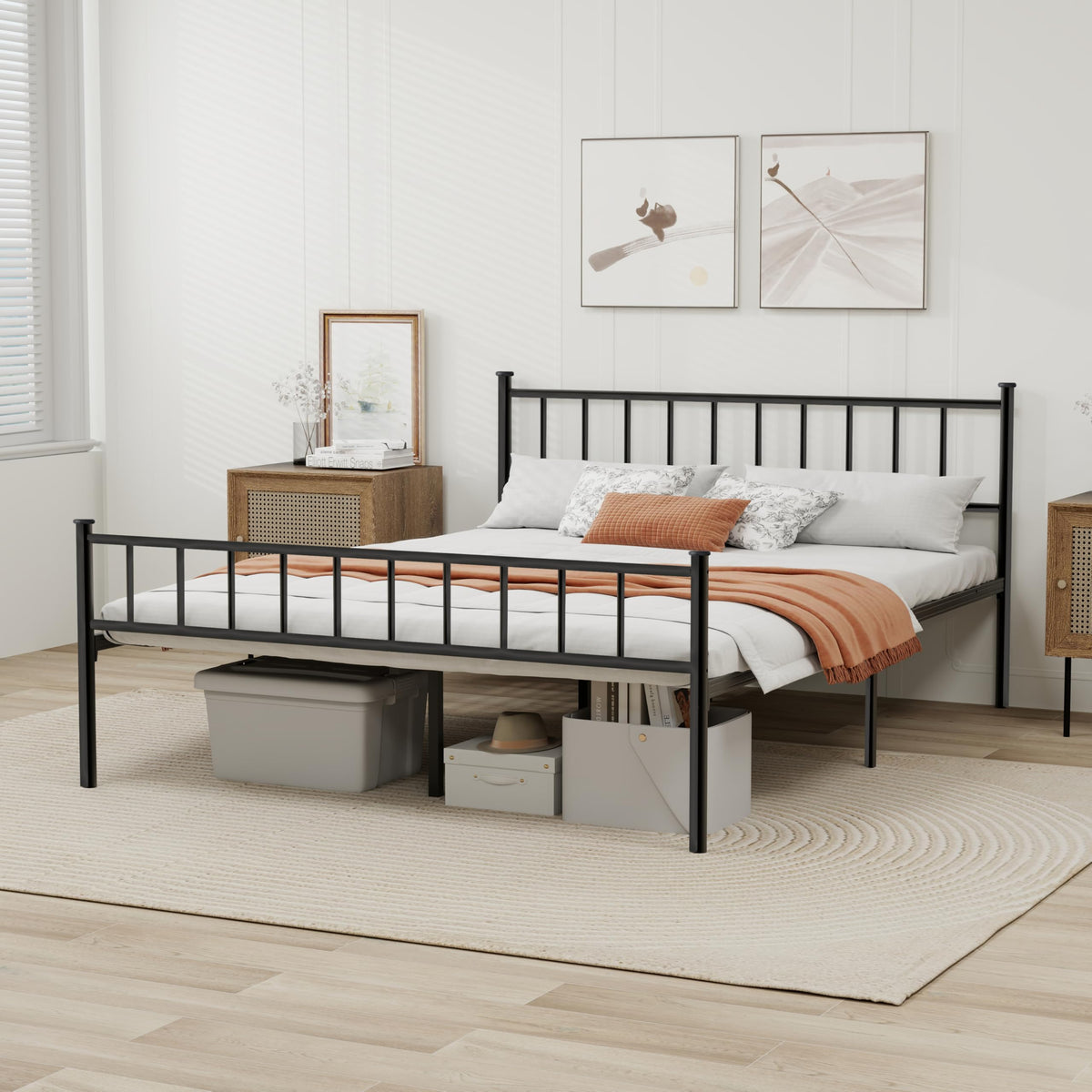 Black Full Size Metal Platform Bed Frame M9086