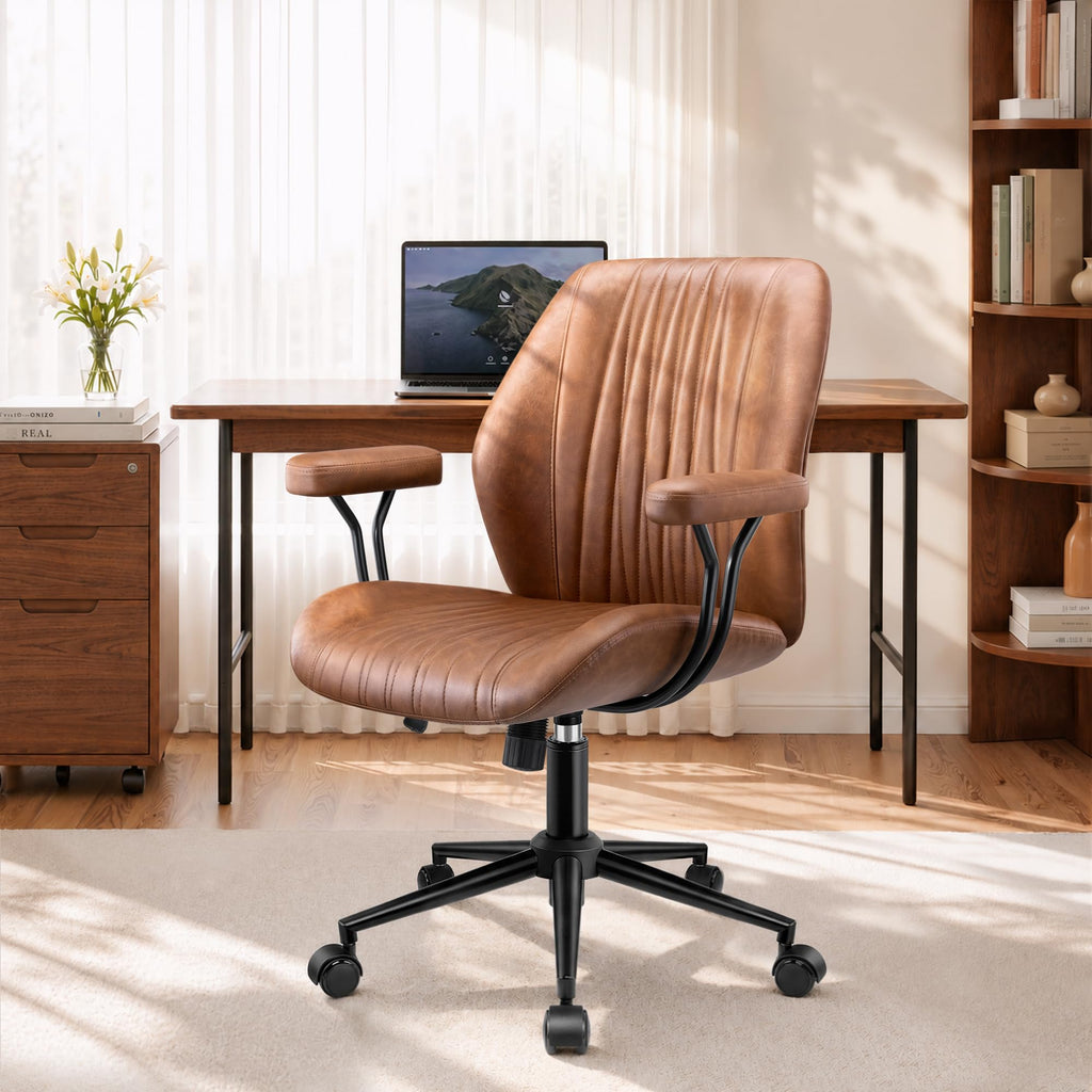 Brown Leather Ergonomic Office Chair I6359