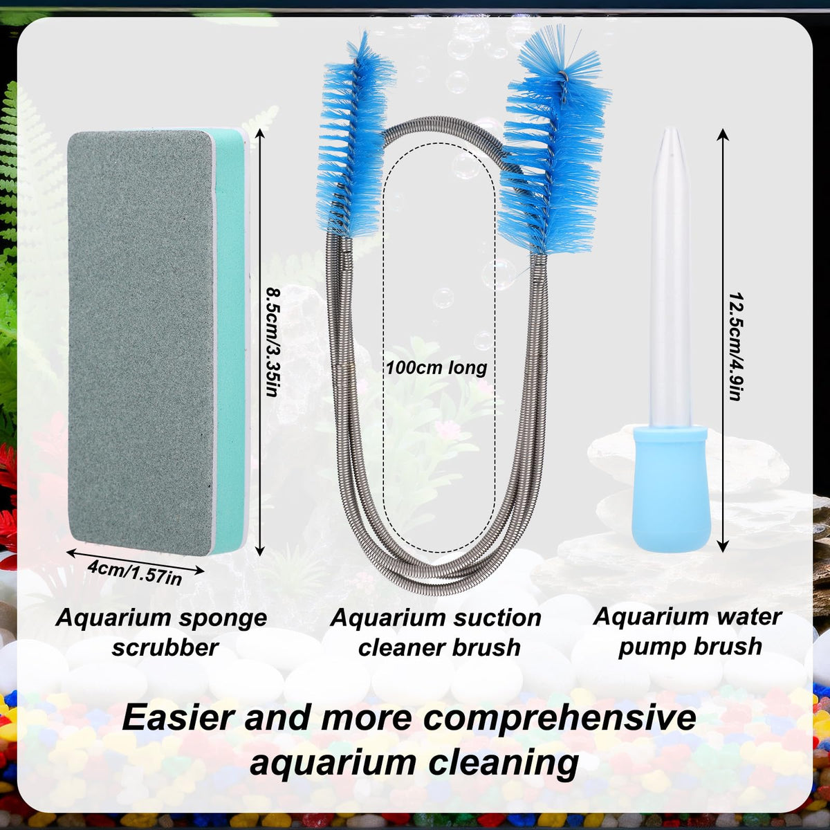 Aquarium Cleaning Tools Kit with Sponge Scrubbers and Brushes P8572