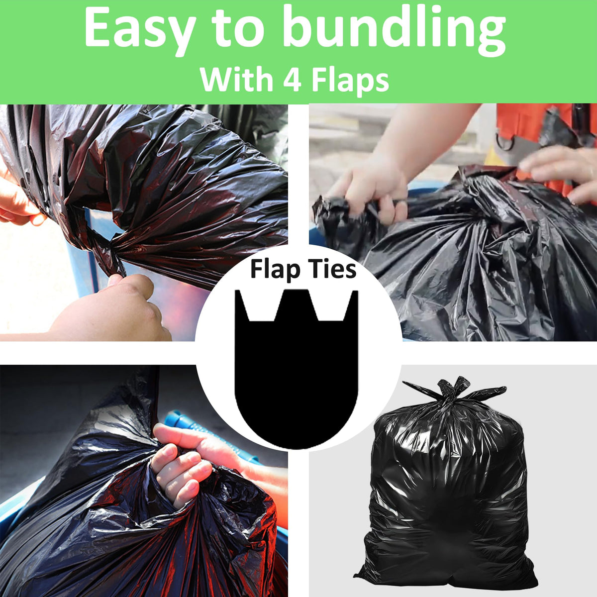 40-45 Gallon Heavy Duty Black Trash Bags 60 Count 1.2 Mil B79687