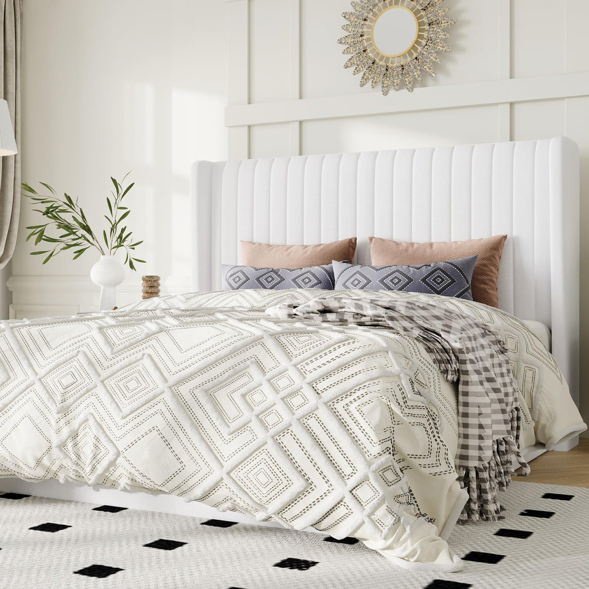 Queen Size Lift Up Storage Bed Frame White R593213