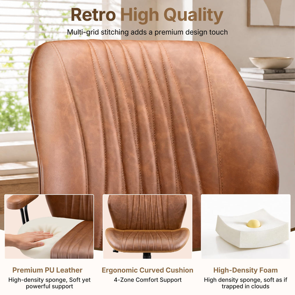 Brown Leather Ergonomic Office Chair I6359