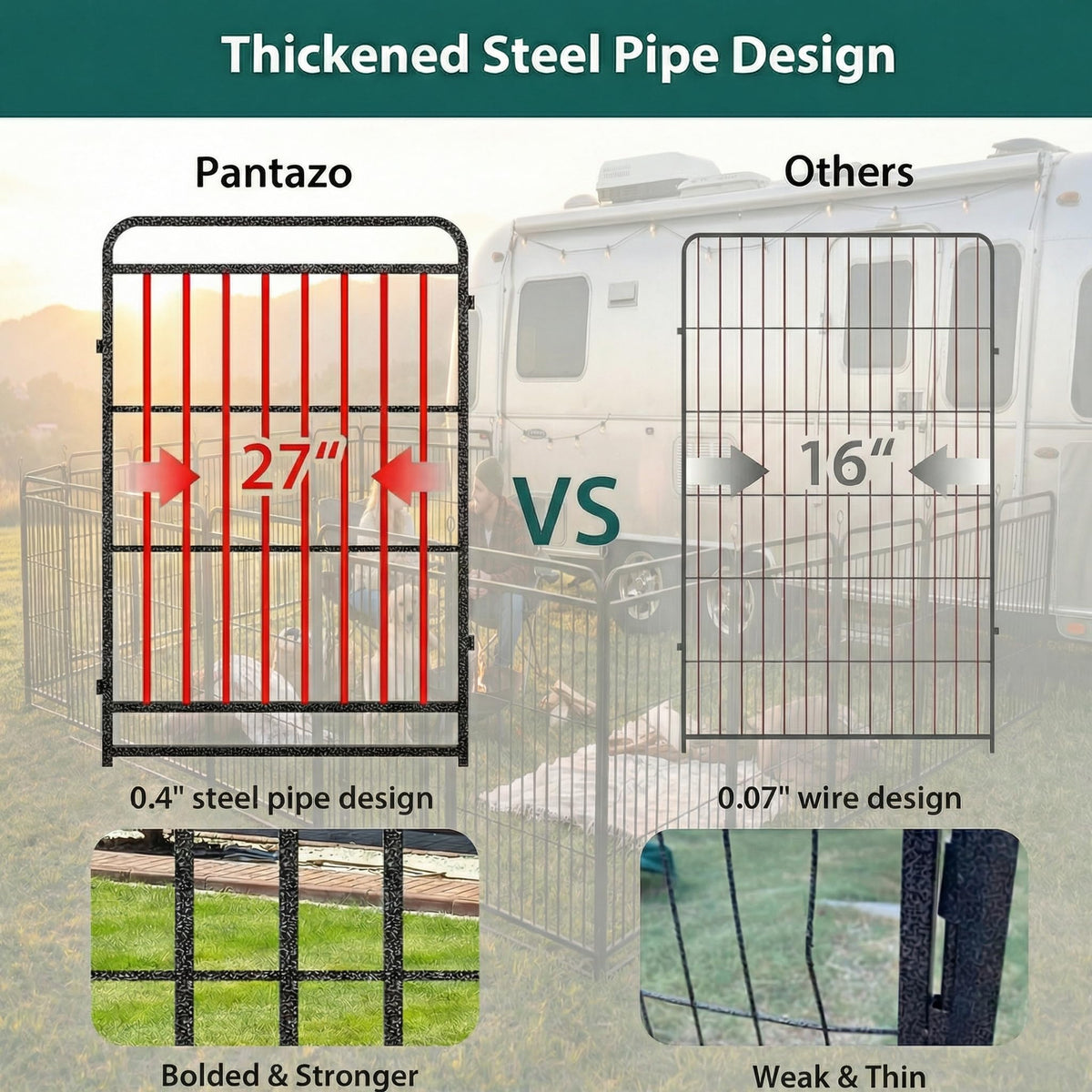16 Panels 40'' Rustproof Metal Dog Playpen V85166
