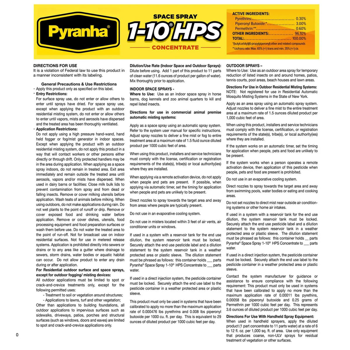 1-10 HPS Concentrate Refill 2.5 Gallon Automatic Spray Systems Fly Control Q9338