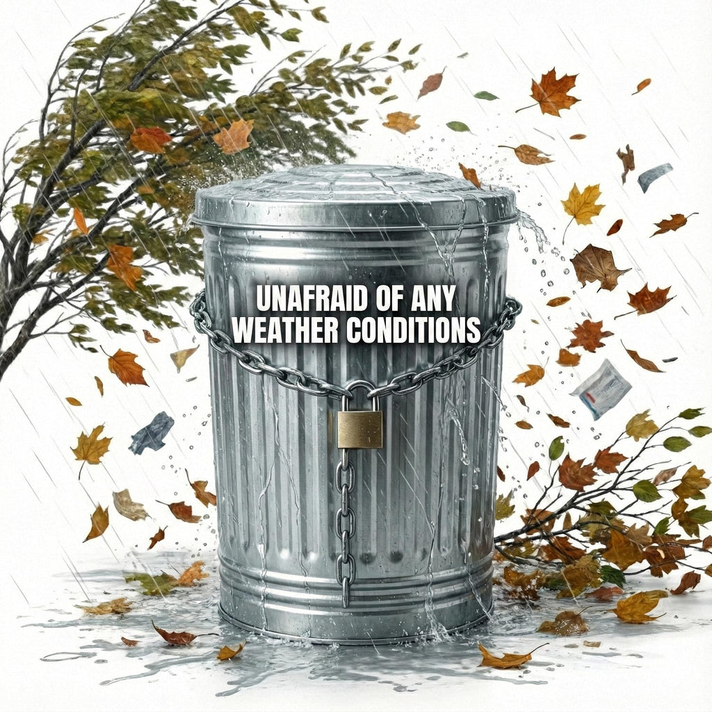 31 Gallon Galvanized Steel Metal Trash Can with Locking Lid R502709