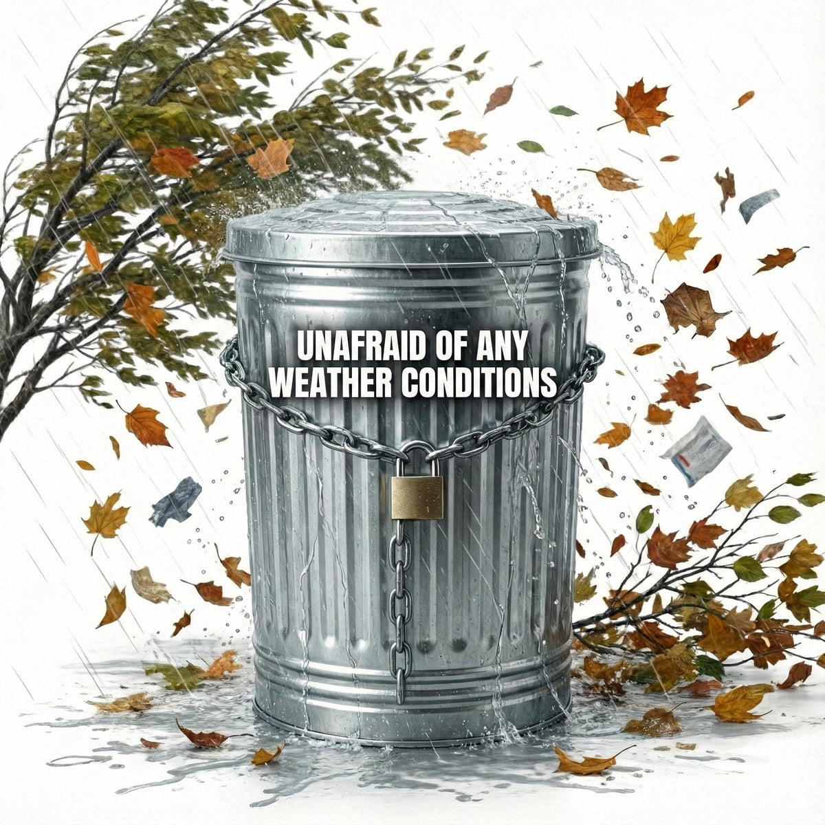 31 Gallon Galvanized Steel Metal Trash Can with Locking Lid R502709