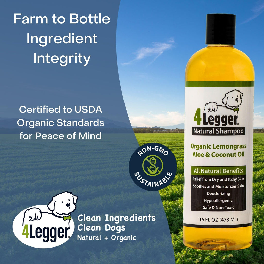 Certified Organic Hypoallergenic Dog Shampoo with Aloe and Lemongrass 16 oz P7441